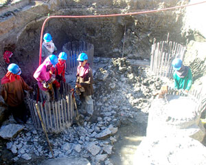 Men continue to work at the city's second flyover in General Luna-Jalandoni streets.