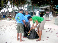 Litter are stored in big plastic bags and disposed properly.
