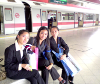 The delegates while taking a break at the train station.