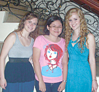 The writer (middle) with her American friends.