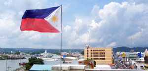 A Philippine flag atop the Iloilo Provincial Capitol, placed in commemoration of Independence Day,