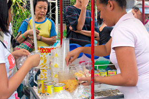 Business is brisk for this halo-halo vendor.