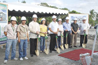 Eng’r. Joseph Asturias, Eng’r. Joel Gortayo, Fidel Rey Soliven, Hedy Sarrosa, Dave Sarrosa, Cynthia Claparols-Rodriguez, Wilfredo Semolava, Alan Serantes and Teddy Magalona prior to the groundbreaking.