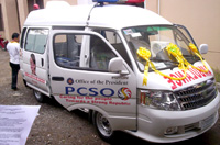 The Proton ambulance, which costs P950,000, donated by PCSO to CEH.