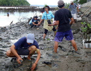 REFORESTATION. Personnel of the Southeast Asian Fisheries Development Center Aquaculture Department in Tigbauan
