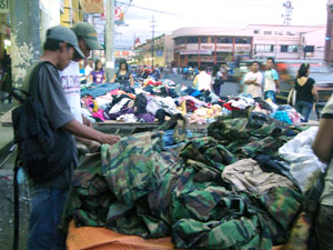 UNREGULATED. Camouflage clothes are sold in an ‘ukay-ukay’ stall along De Leon St., Iloilo City