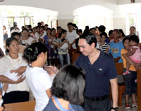 The baptism mass was held at the Our Lady of Fatima Parish Church.