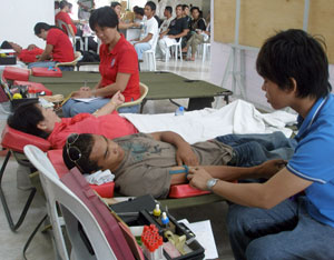 Employees of various quarry operators under the Iloilo Quarry Permitees Association Inc. donate blood for dengue patients