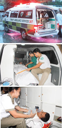 Trinity has a 24-hour Mobile Intensive Care Ambulance (MICA) with complete facilities such as AED, ECG machine, pulse oximeter, intubation set, suction machine and point of care test, among others.
